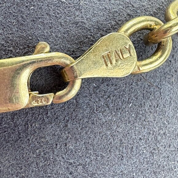 Gold Over Sterling Silver 925 Alternating Round & Oval Link Chain Bracelet 7.5" - Picture 5 of 9